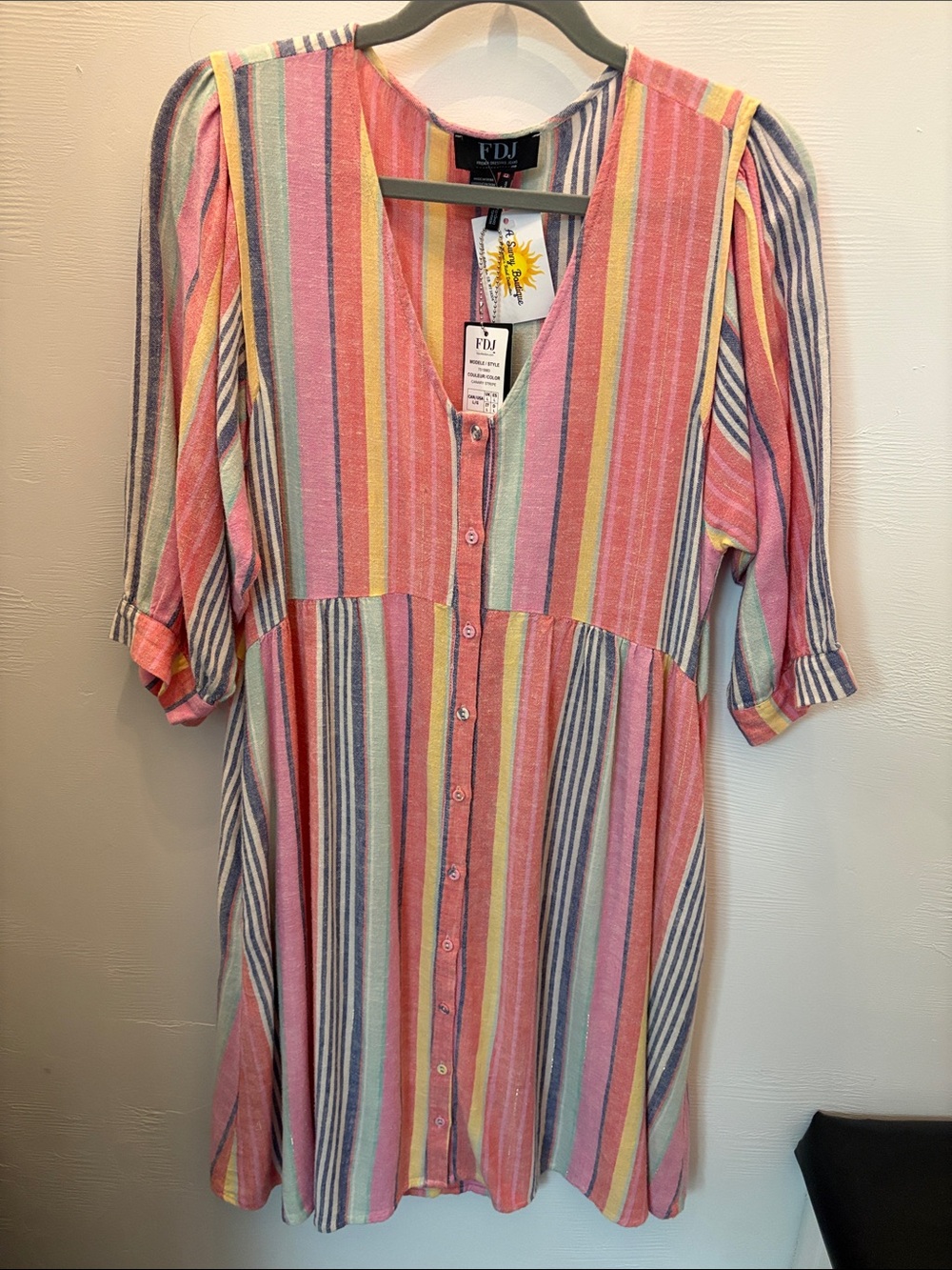 FDJ Striped Midi Dress in Pink Multi